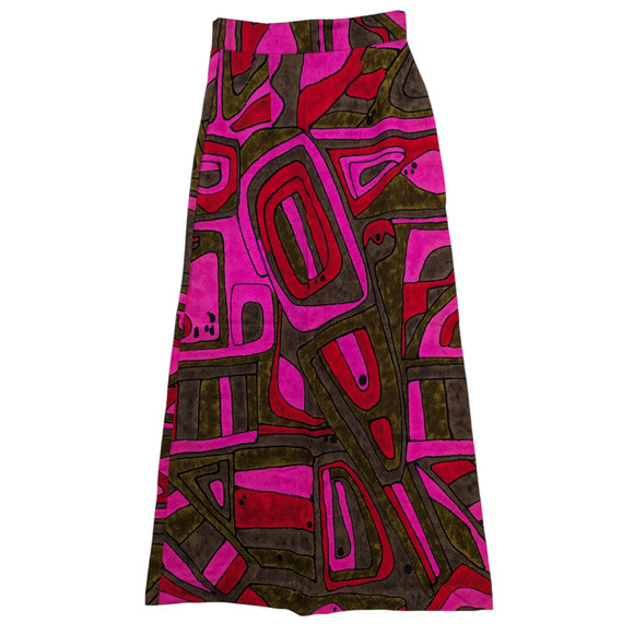SALE Pop Art Vintage 60s Wild Child Geometric Hawaiian Mod Maxi Skirt KAMEHAMEHA - Picture 1 of 7